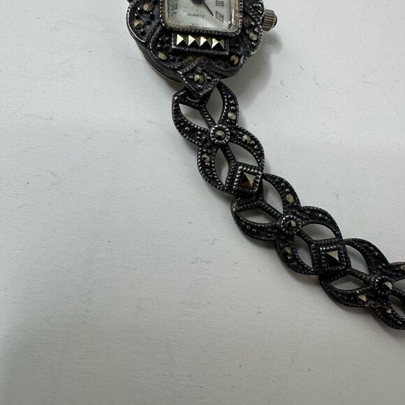 Vintage Art Deco Sterling Marcasite Japan Movement Watch - Picture 9 of 10